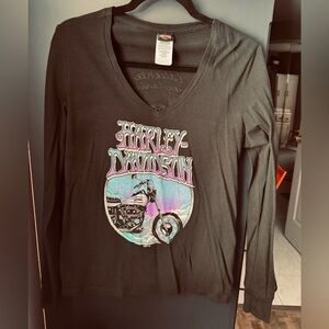 Harley-Davidson Black and Purple Graphic Long Sleeve Tee